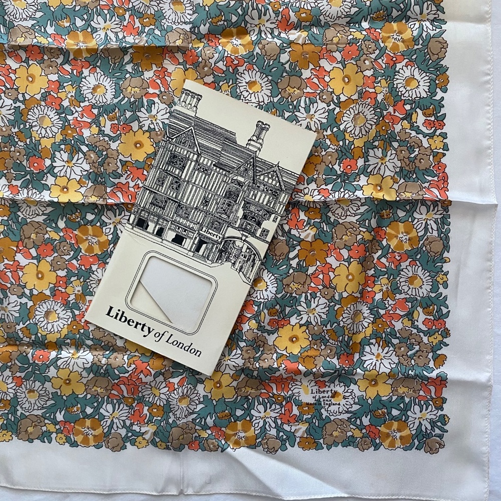 Vintage Liberty of London Silk Scarf - Autumn Floral Print with Original Package